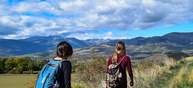 Two women hiking