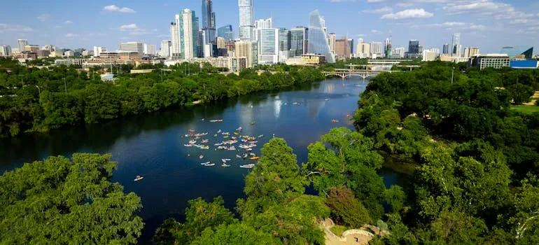 Buildings next to the river
