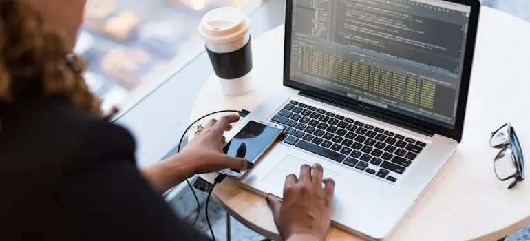 A person using a laptop