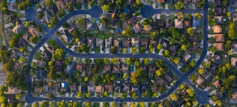Aerial view of the neighborhood