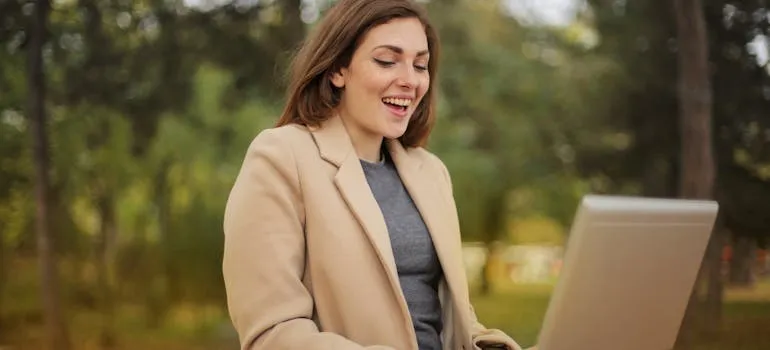 A woman using a laptop