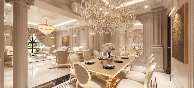 Chandeliers in the room