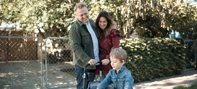 A family in one of the places in Arlington for families with kids