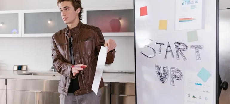 A man presenting a plan for moving your business from DC to Atlanta