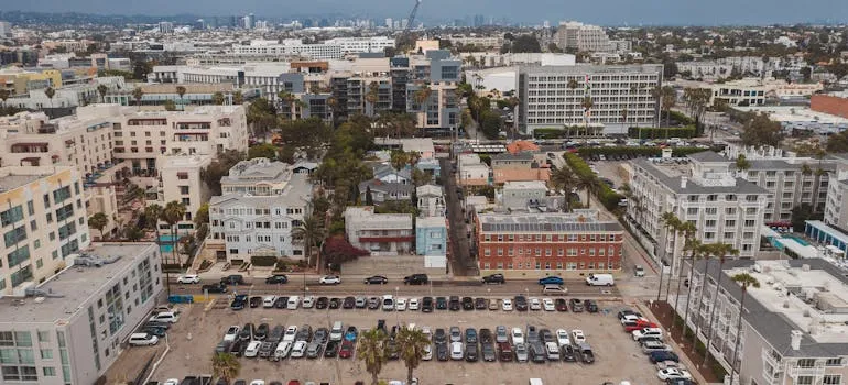 Aerial view of the parking in Santa Monica