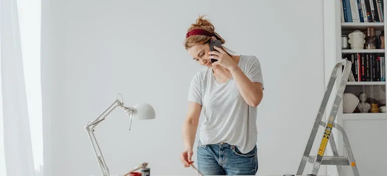 A woman talking on the phone 