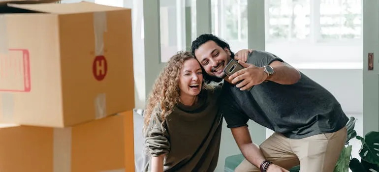 A couple taking a selfie 