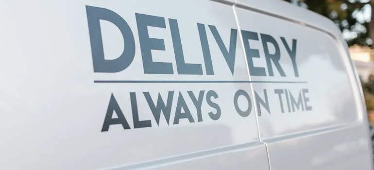 A white moving van