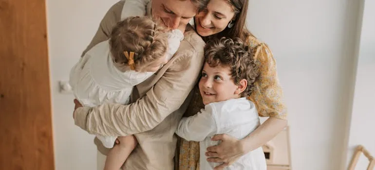 Happy family in one of the cities in Virginia for families moving from out of state