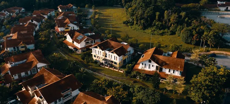Aerial view of one of the Austin neighborhoods for former DC residents