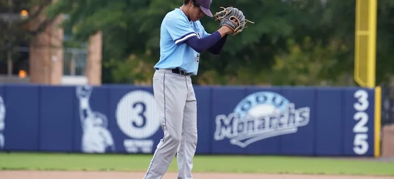 A person playing baseball