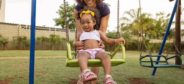 Mother and a kid in one of the North Carolina cities for former Maryland residents