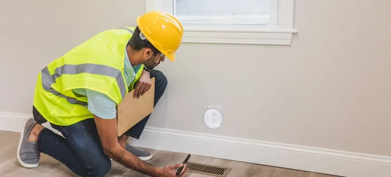 A man doing a repair in the house