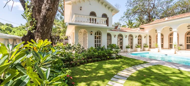 A villa with the pool
