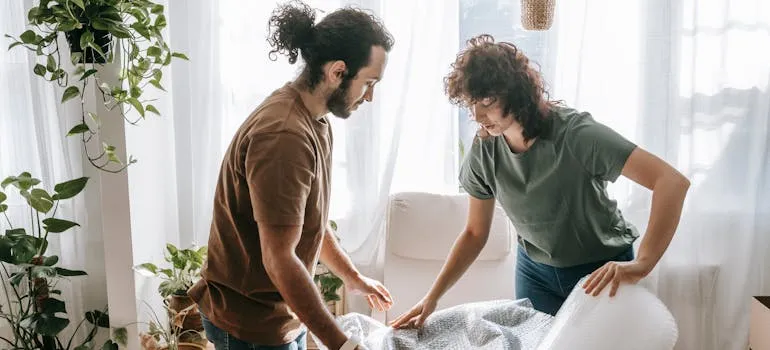 A couple packing