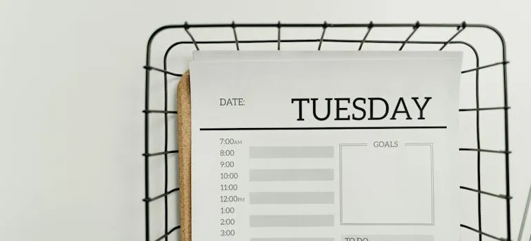 Planner with hours