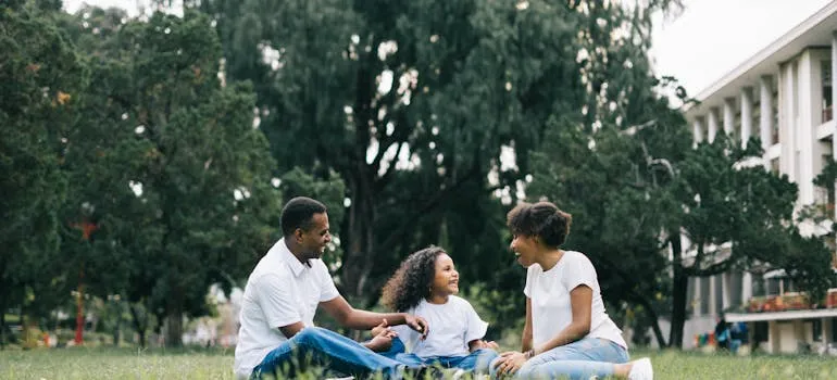 A family in the park in one of the best Maryland suburbs to move to