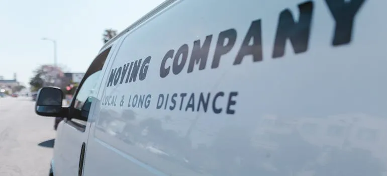 A white moving van
