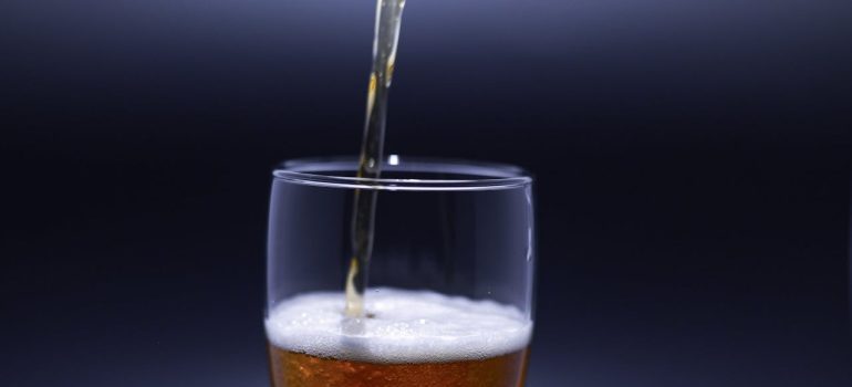 A glass with beer