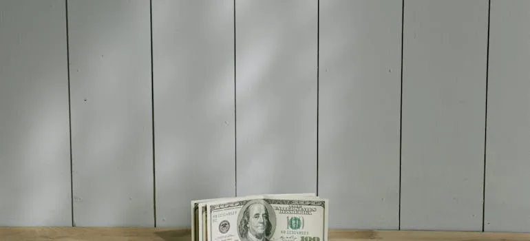 Dollar bills on the table
