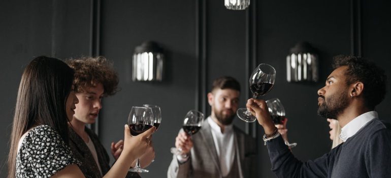 People having a wine tasting