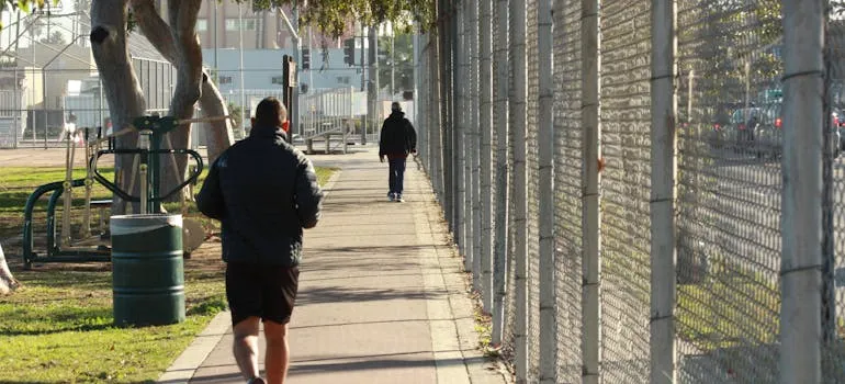 A person spending first 30 days in LA walking on the street