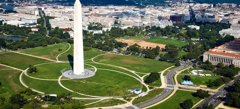 Aerial view of Washington DC