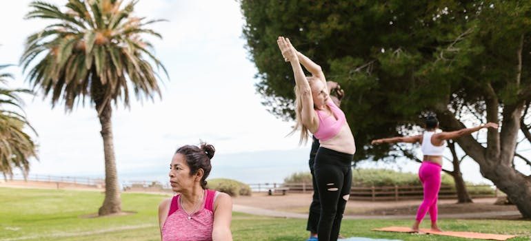 People doing yoga