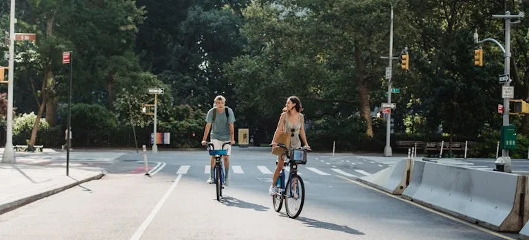 A couple riding a bicycle 