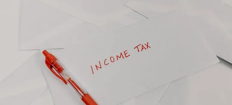 Income tax written on the paper