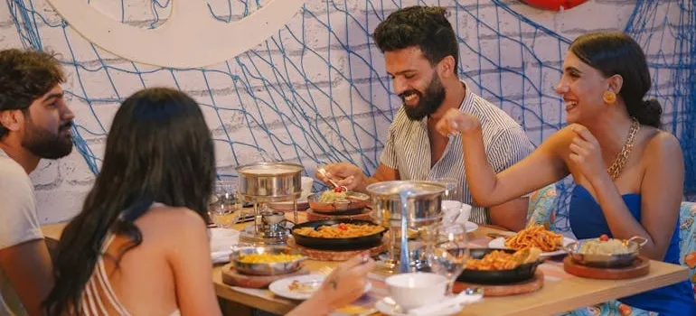 A group of people in the restaurant