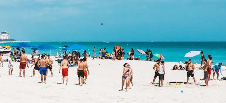 People on the beach talking about Miami lifestyle changes former DC residents notice