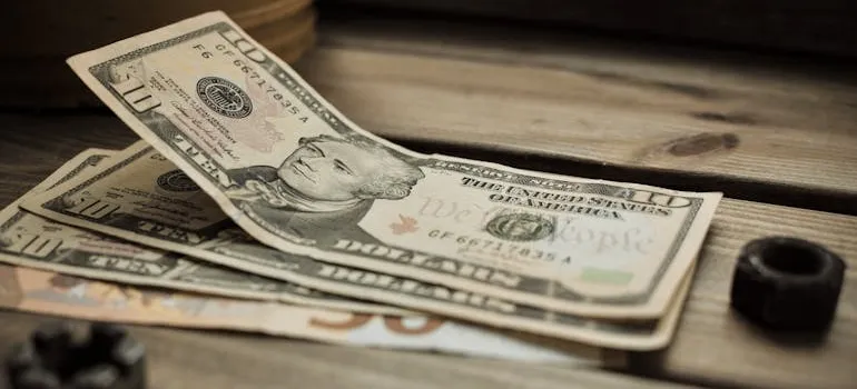 Dollar bills on the table