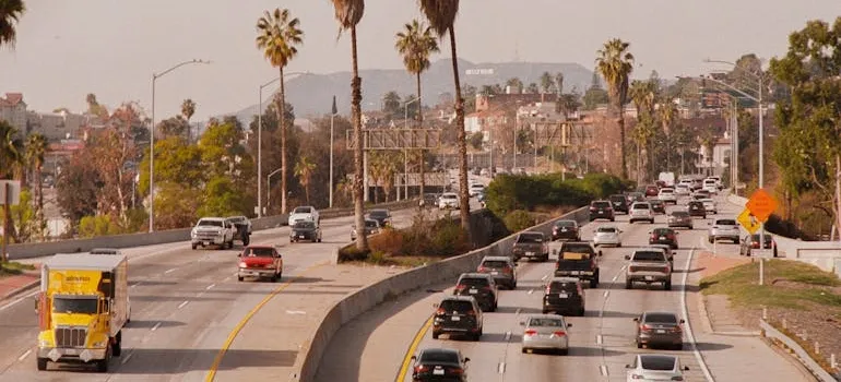 Cars on the road in LA