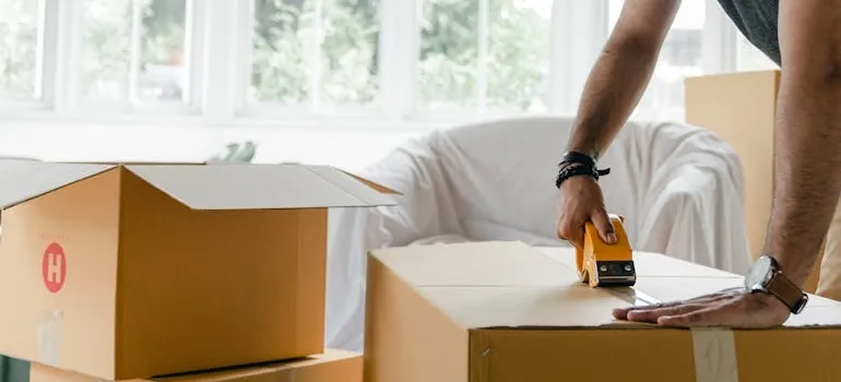 A person packing
