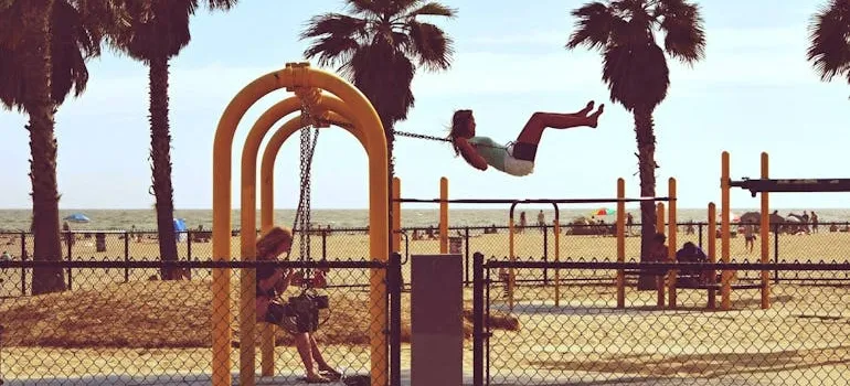 People near the beach in LA