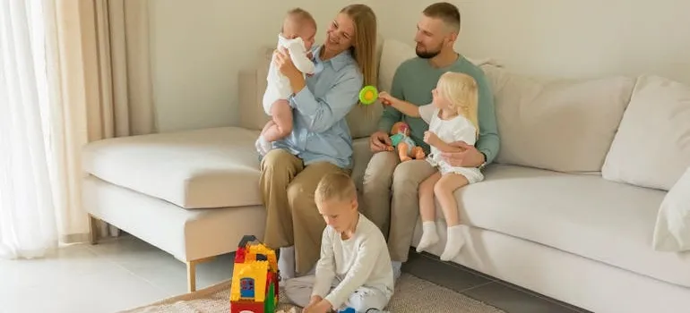 Family in the living room
