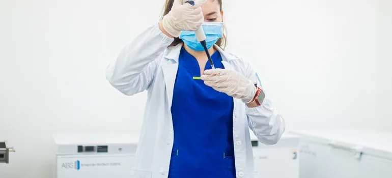 A woman working in the lab
